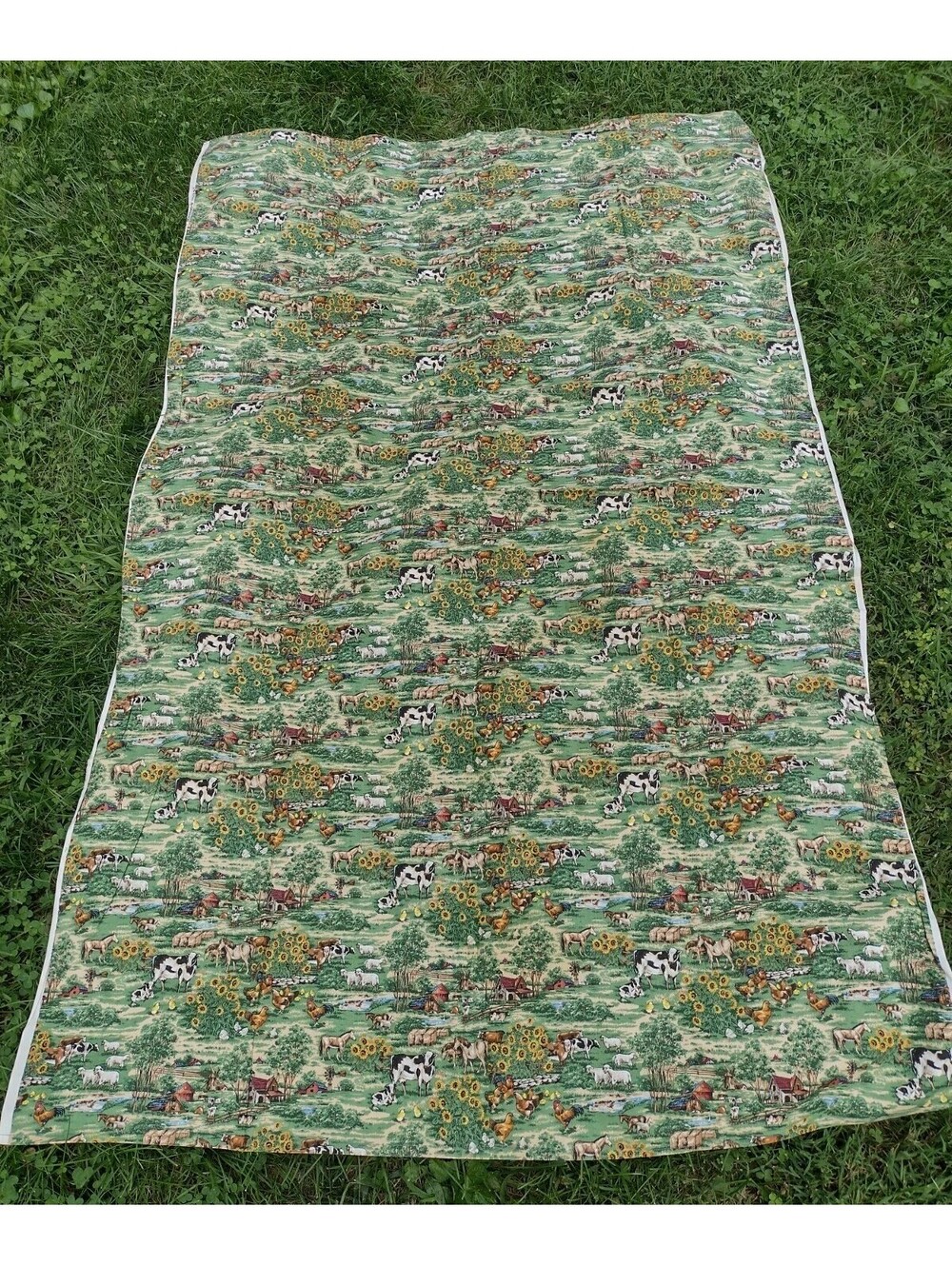 Vintage Joan Messmore Cranston Fabric Farm Animals Sunflowers 42x70